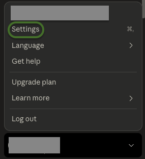 How to open Claude Desktop's settings